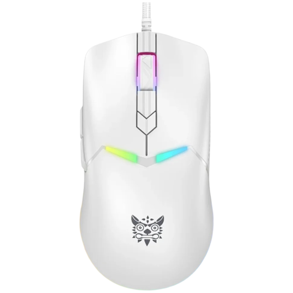 Onikuma CW929 Wired Gaming Mouse USB Connection 6400 DPI RGB Light 1.6 Meter Cable - White