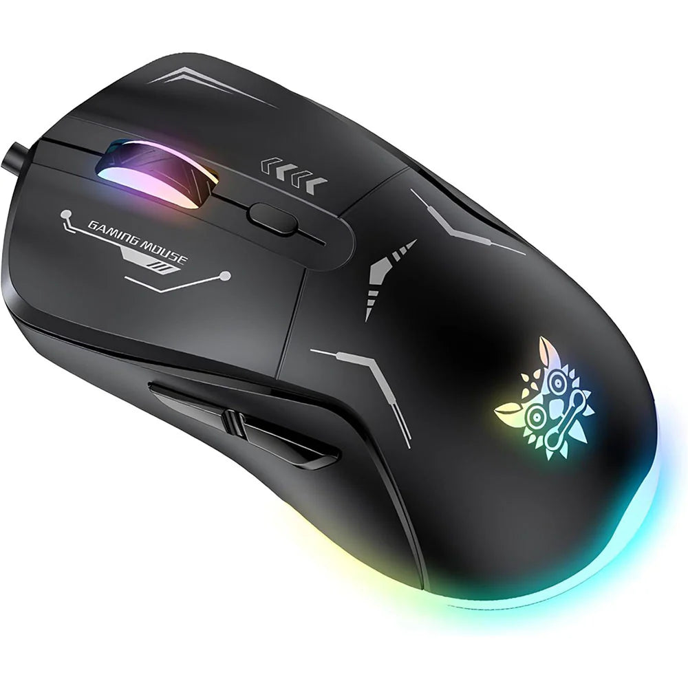 ماوس ألعاب سلكي ONIKUMA CW917 بمنفذ USB وإضاءة RGB بدقة 2400 نقطة في البوصة و7 أزرار قابلة للبرمجة - أسود