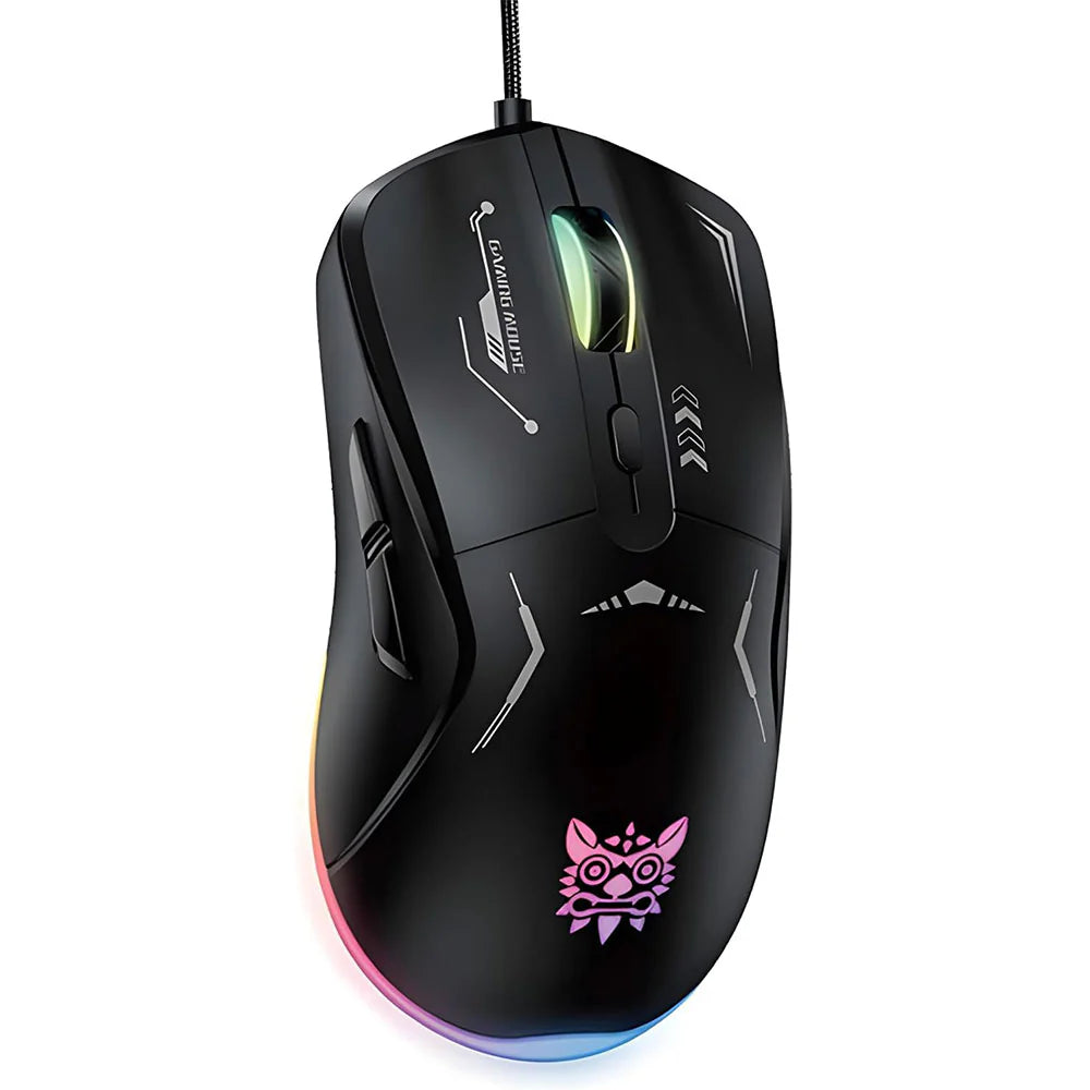ماوس ألعاب سلكي ONIKUMA CW917 بمنفذ USB وإضاءة RGB بدقة 2400 نقطة في البوصة و7 أزرار قابلة للبرمجة - أسود