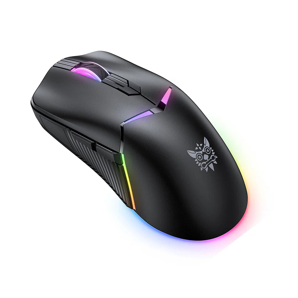 ماوس الألعاب اللاسلكي ثلاثي الأوضاع ONIKUMA CW928، إضاءة RGB، 12000 نقطة في البوصة، 7 أزرار، وجهاز استقبال USB - أسود