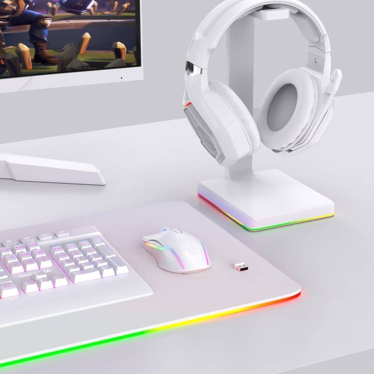 ماوس الألعاب اللاسلكي ONIKUMA CW905 مع اتصال USB 2.4 جيجاهرتز وإضاءة RGB و3600 نقطة في البوصة - أبيض