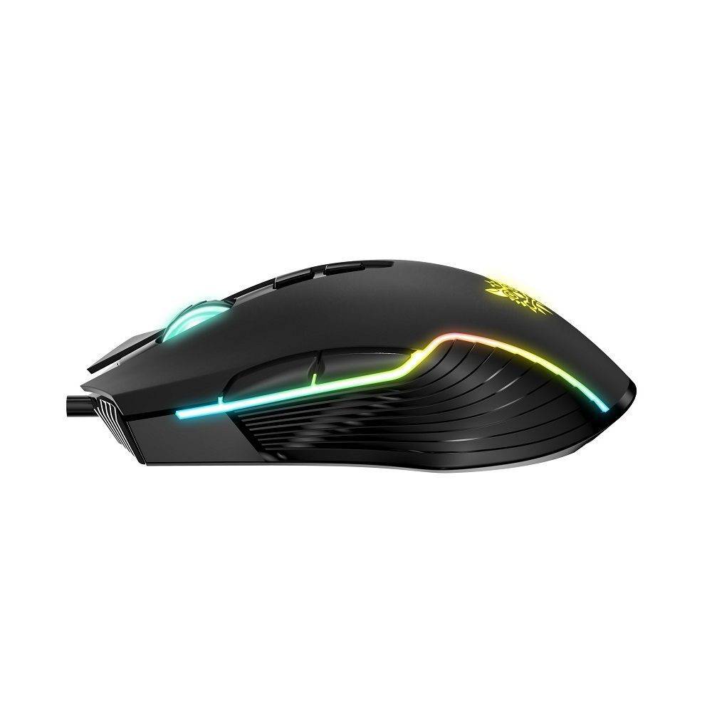 ماوس الألعاب السلكي ONIKUMA CW905 بإضاءة RGB، 6400 نقطة في البوصة، 7 أزرار، اتصال USB، وكابل 1.5 متر - أسود