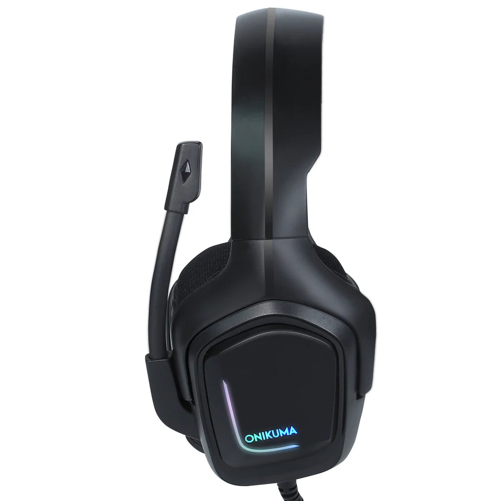 سماعة الألعاب السلكية ONIKUMA K20 مع إضاءة RGB وميكروفون عازل للضوضاء ومنفذ USB ومنفذ 3.5 مم وكابل بطول 2 متر - أسود