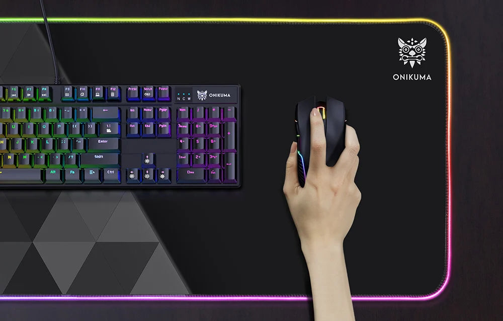 لوحة ماوس ألعاب ONIKUMA MP006 RGB بقاعدة مطاطية مانعة للانزلاق - 800×300×4 مم - أسود