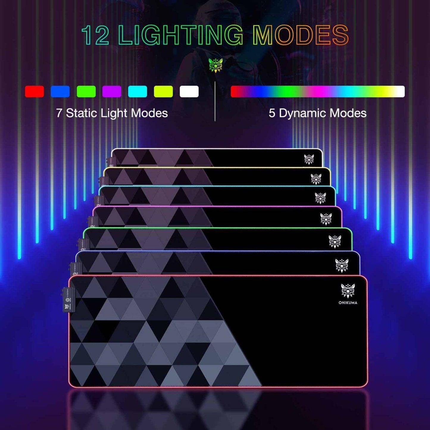 لوحة ماوس ألعاب ONIKUMA MP006 RGB بقاعدة مطاطية مانعة للانزلاق - 800×300×4 مم - أسود