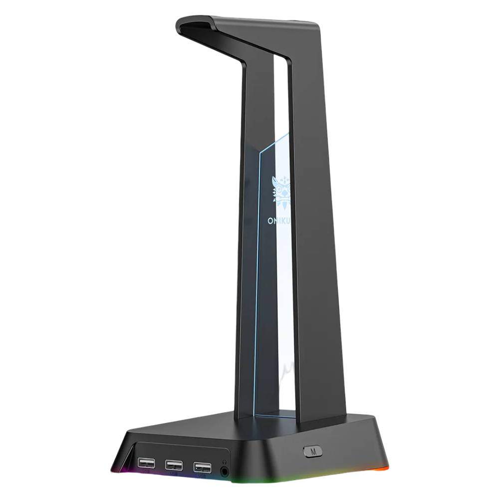 ONIKUMA ST-2 RGB Gaming Headphone Stand with 3 USB Ports and 3.5mm AUX, 384g – Black
