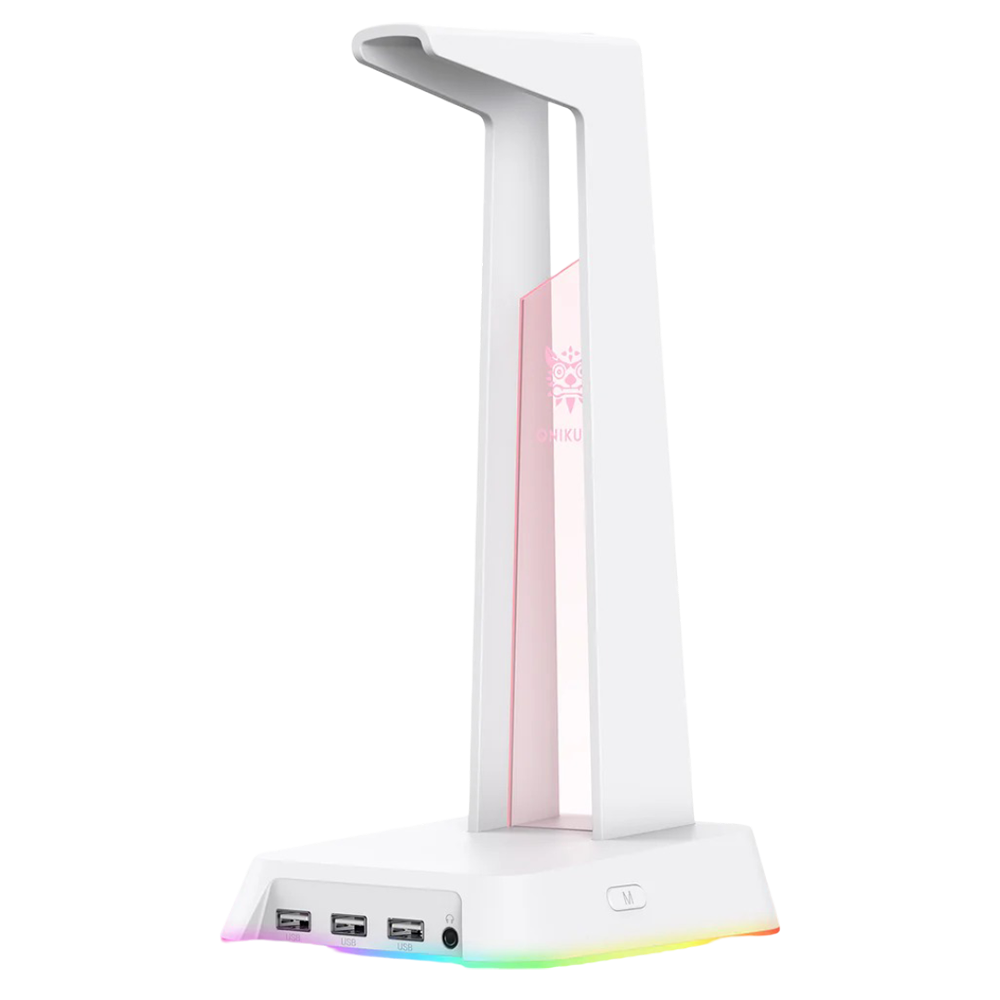 ONIKUMA ST-2 RGB Gaming Headphone Stand with 3 USB Ports and 3.5mm AUX, 384g – White