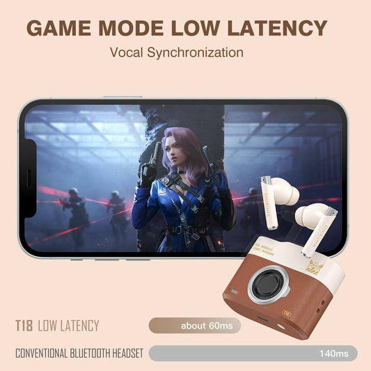 Onikuma T18 Wireless Gaming Earbuds Bluetooth 5.3 Noise Isolation-Live Translation With Type-C Charging 8 Hour Battery - Brown