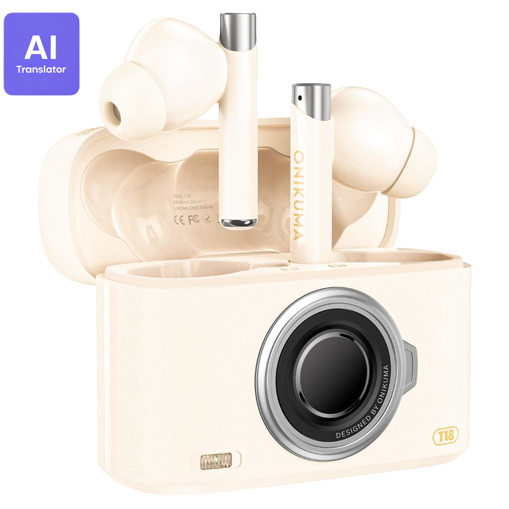 Onikuma T18 Wireless Gaming Earbuds Bluetooth 5.3 Noise Isolation-Live Translation With Type-C Charging 8 Hour Battery - Beige