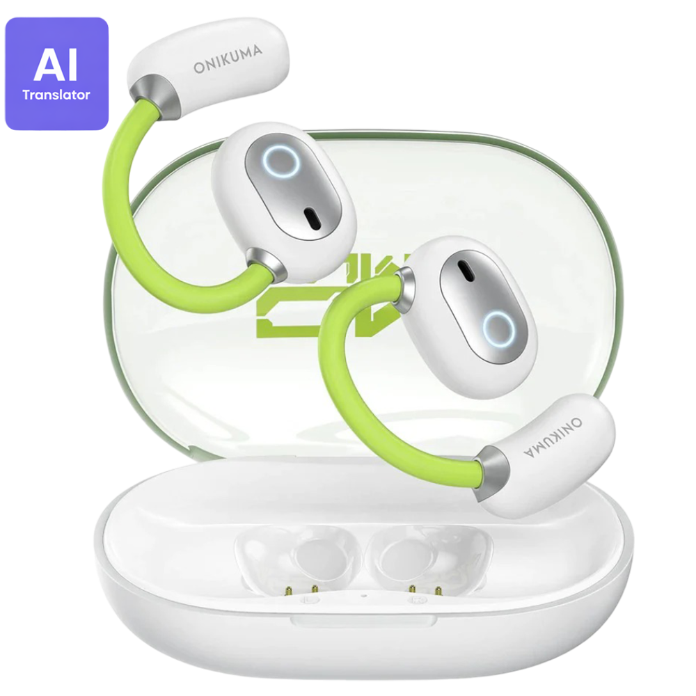 Onikuma T25 Wireless Earbuds Bluetooth 5.4 Open-Ear Design Live Translation With 6 Hour Battery - White