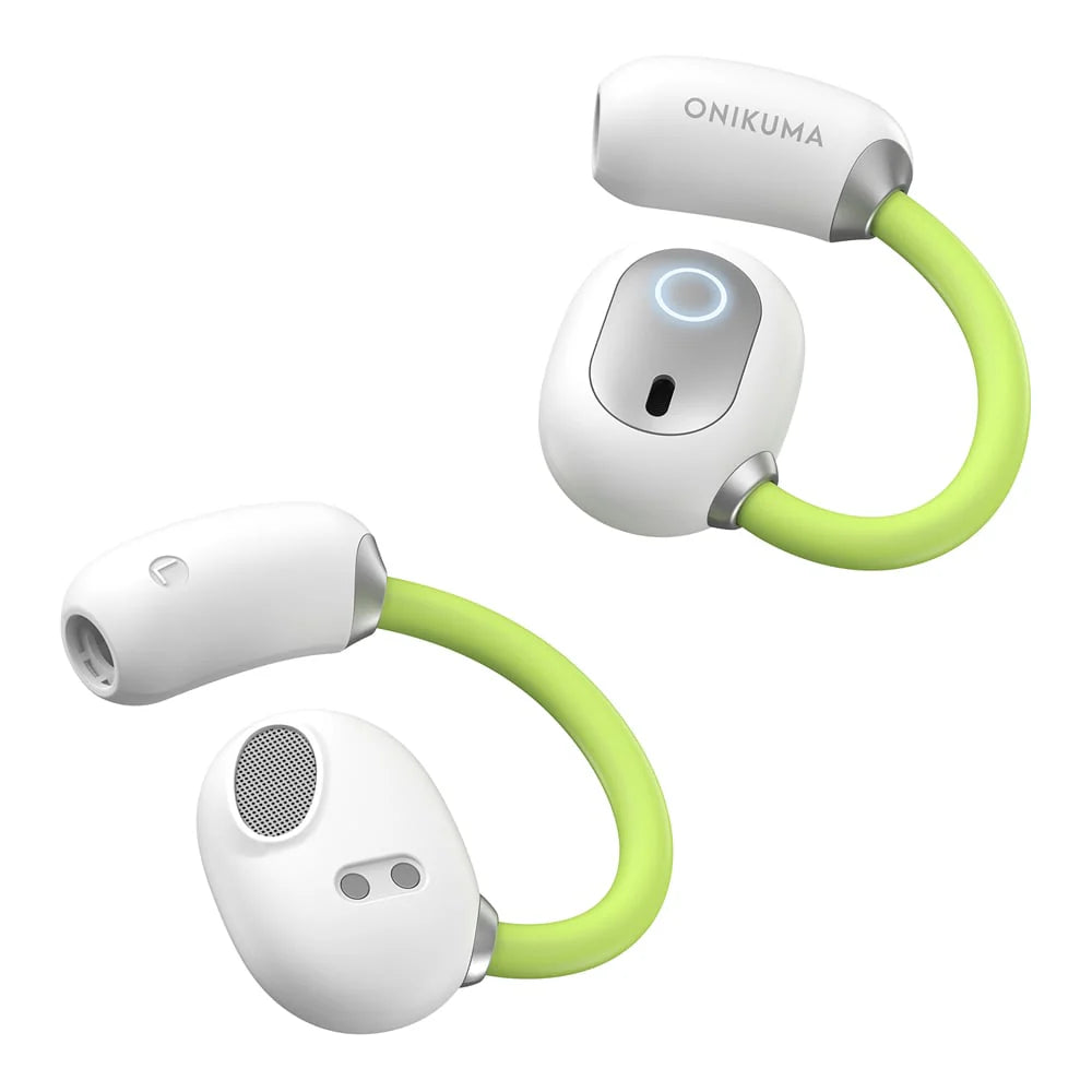 سماعات أذن لاسلكية Onikuma T25 بتقنية بلوتوث 5.4 بتصميم مفتوح الأذن مع ترجمة مباشرة وبطارية تدوم 6 ساعات - أبيض