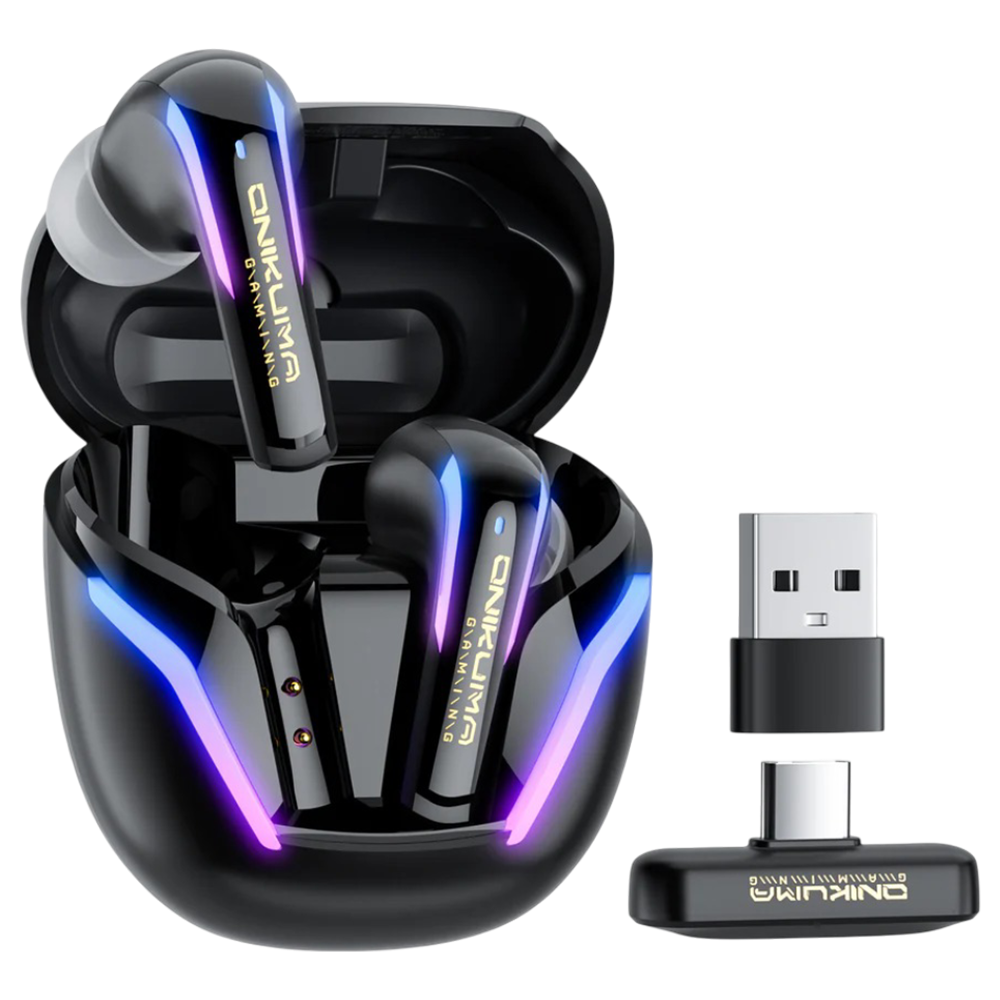 ONIKUMA T27 Wireless Earbuds with Bluetooth 5.3, Waterproof Design, Digital Display, and 6-Hour Battery – Black