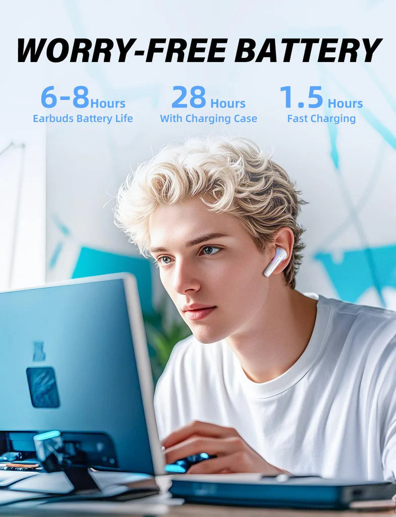 سماعات أذن لاسلكية ONIKUMA T27 مزودة بتقنية البلوتوث 5.3، وتصميم مقاوم للماء، وشاشة رقمية، وبطارية تدوم 6 ساعات - أسود