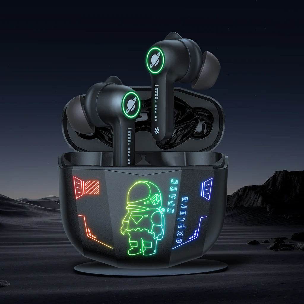 سماعات أذن ONIKUMA T36 اللاسلكية للألعاب مع بلوتوث 5.0 وإضاءة RGB وبطارية تدوم 48 ساعة - أسود