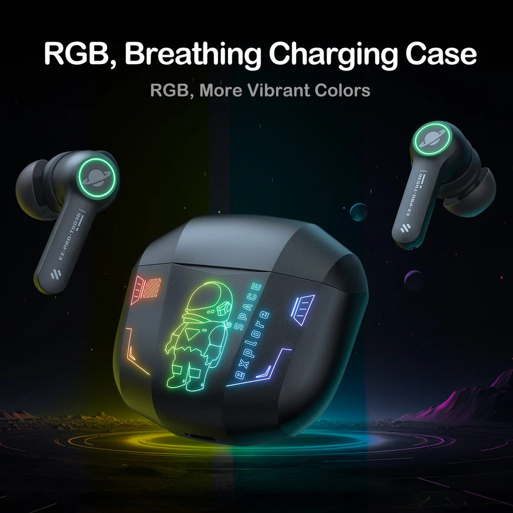سماعات أذن ONIKUMA T36 اللاسلكية للألعاب مع بلوتوث 5.0 وإضاءة RGB وبطارية تدوم 48 ساعة - أسود