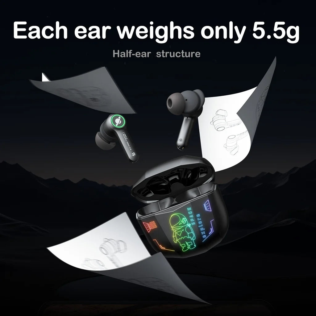 سماعات أذن ONIKUMA T36 اللاسلكية للألعاب مع بلوتوث 5.0 وإضاءة RGB وبطارية تدوم 48 ساعة - أسود