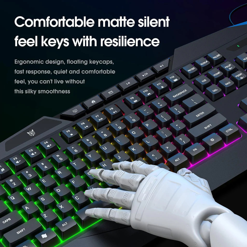 مجموعة ألعاب ONIKUMA TZ3006 3 في 1 مع لوحة مفاتيح RGB وماوس USB ولوحة ماوس - أسود
