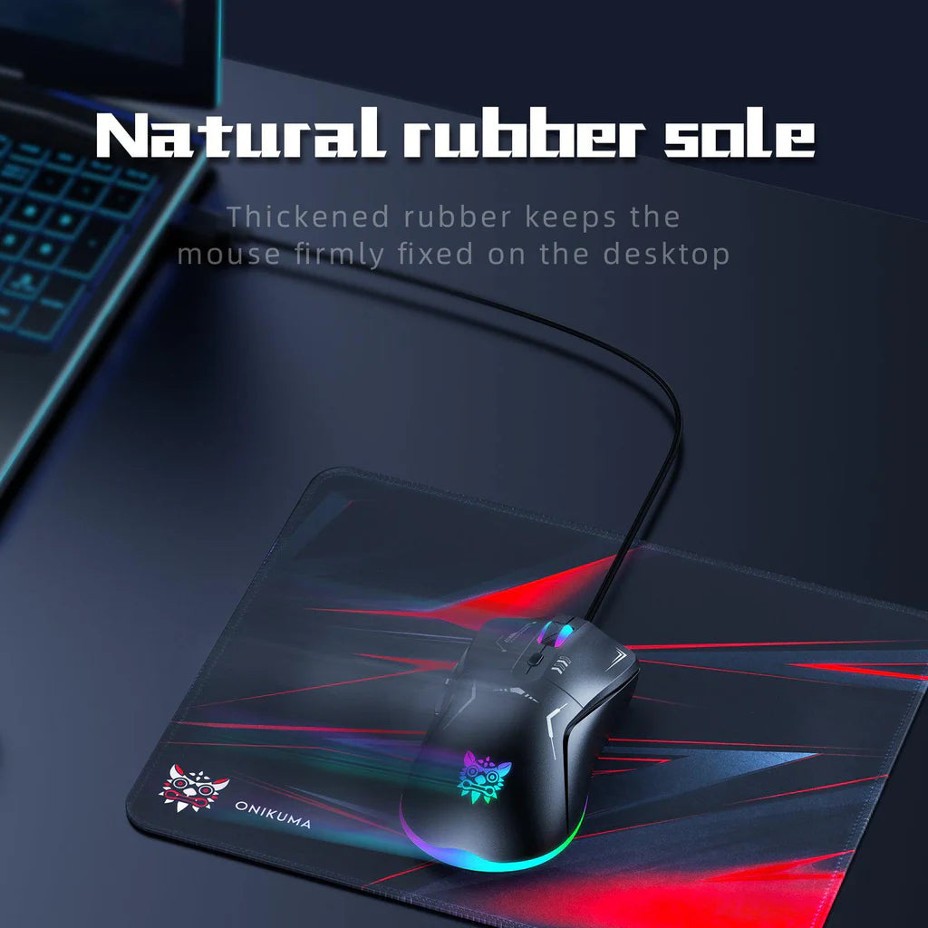 مجموعة ألعاب ONIKUMA TZ5006 5 في 1 مع لوحة مفاتيح RGB، وماوس USB، وسماعة رأس، ولوحة ماوس، وموزع صوت - أسود