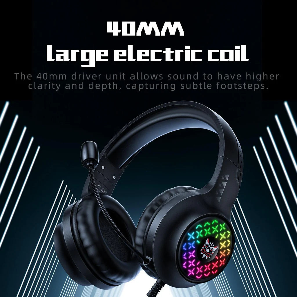 مجموعة ألعاب ONIKUMA TZ5006 5 في 1 مع لوحة مفاتيح RGB، وماوس USB، وسماعة رأس، ولوحة ماوس، وموزع صوت - أسود
