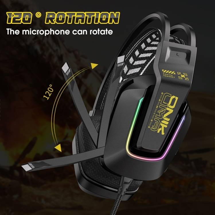 سماعات رأس سلكية للألعاب ONIKUMA X13 مزودة بإضاءة RGB وميكروفون مدمج ومنفذ USB ومنفذ 3.5 مم وكابل بطول 2.2 متر - أسود