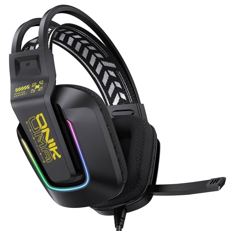 سماعات رأس سلكية للألعاب ONIKUMA X13 مزودة بإضاءة RGB وميكروفون مدمج ومنفذ USB ومنفذ 3.5 مم وكابل بطول 2.2 متر - أسود