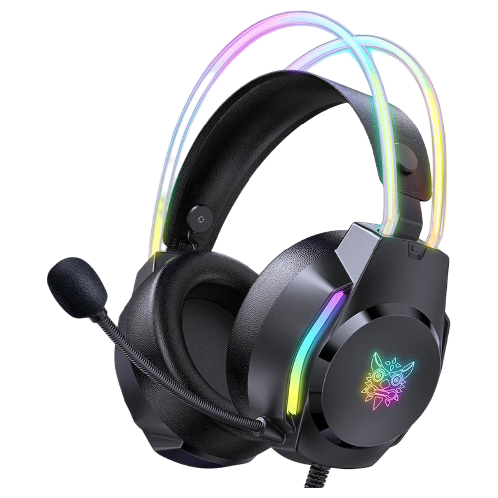 ONIKUMA X26 Wired Gaming Headset with RGB Lighting, Noise Reduction, USB and 3.5mm Connection, and 2m Cable – Black
