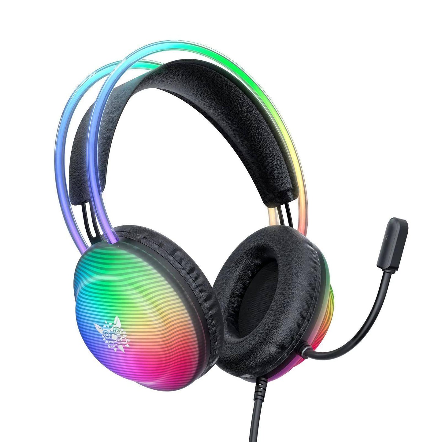 سماعة الألعاب السلكية ONIKUMA X29 مع إضاءة RGB وميكروفون لتقليل الضوضاء وكابل بطول 2.2 متر - أسود