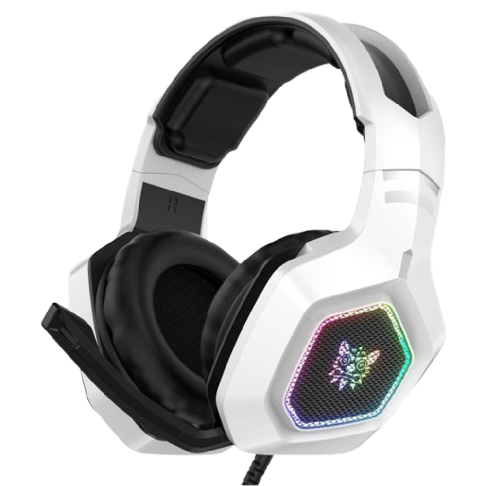 ONIKUMA K10 Wired Gaming Headset with RGB Lighting, Built-in Mic, and 1.5m Cable – White