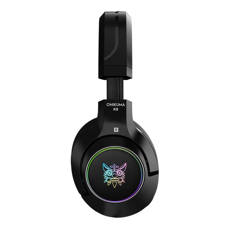 سماعة الألعاب السلكية ONIKUMA K9 مع إضاءة RGB وميكروفون مدمج ومنفذ USB ومنفذ 3.5 مم وكابل 2.2 متر - أسود
