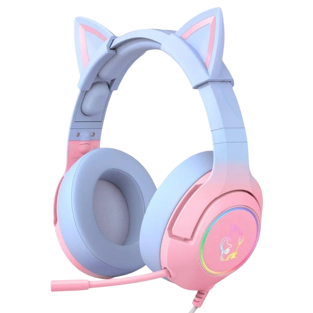ONIKUMA K9 Wired Gaming Headset with 7.1 Surround Sound, RGB Cat Ear Design, USB Connection, and 2.2m Cable – Blue