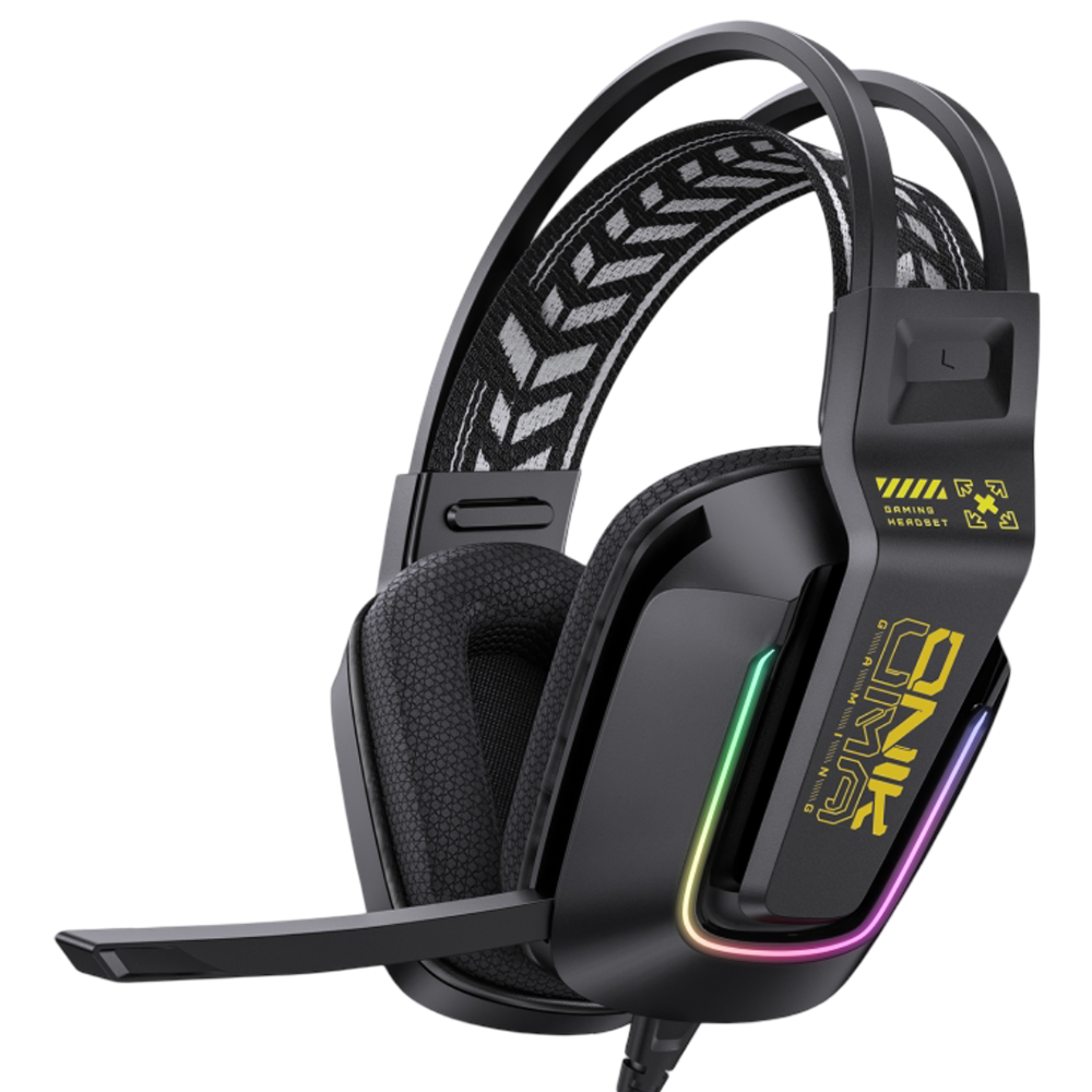 ONIKUMA X13 Wired Gaming Headphones with RGB Lighting, Built-in Mic, USB and 3.5mm Connection, and 2.2m Cable – Black