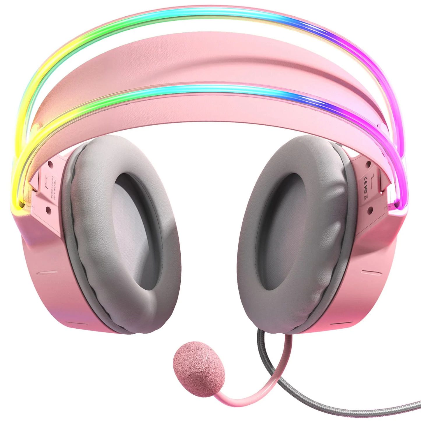 سماعة رأس سلكية للألعاب ONIKUMA X15 PRO مزودة بإضاءة RGB، واتصال من النوع C وUSB، وكابل بطول 2.2 متر - وردي