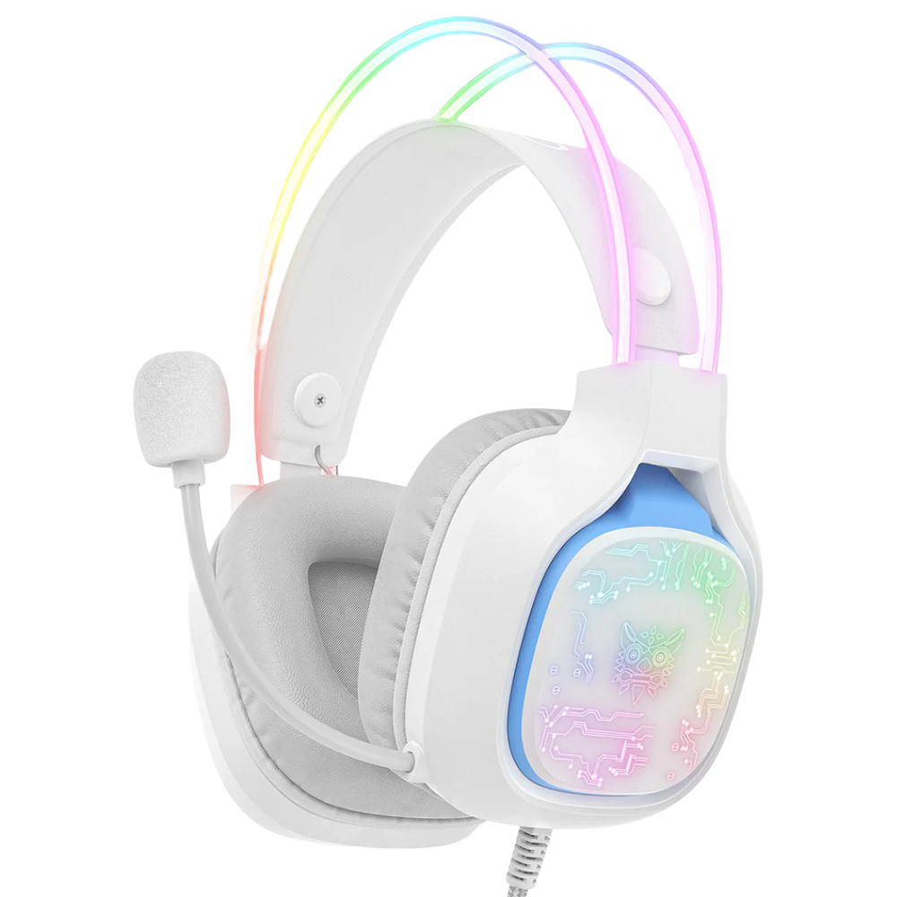 ONIKUMA X22 Wired Gaming Headset with RGB Headband Lighting, USB and 3.5mm Connection, and 1.8m Cable – White