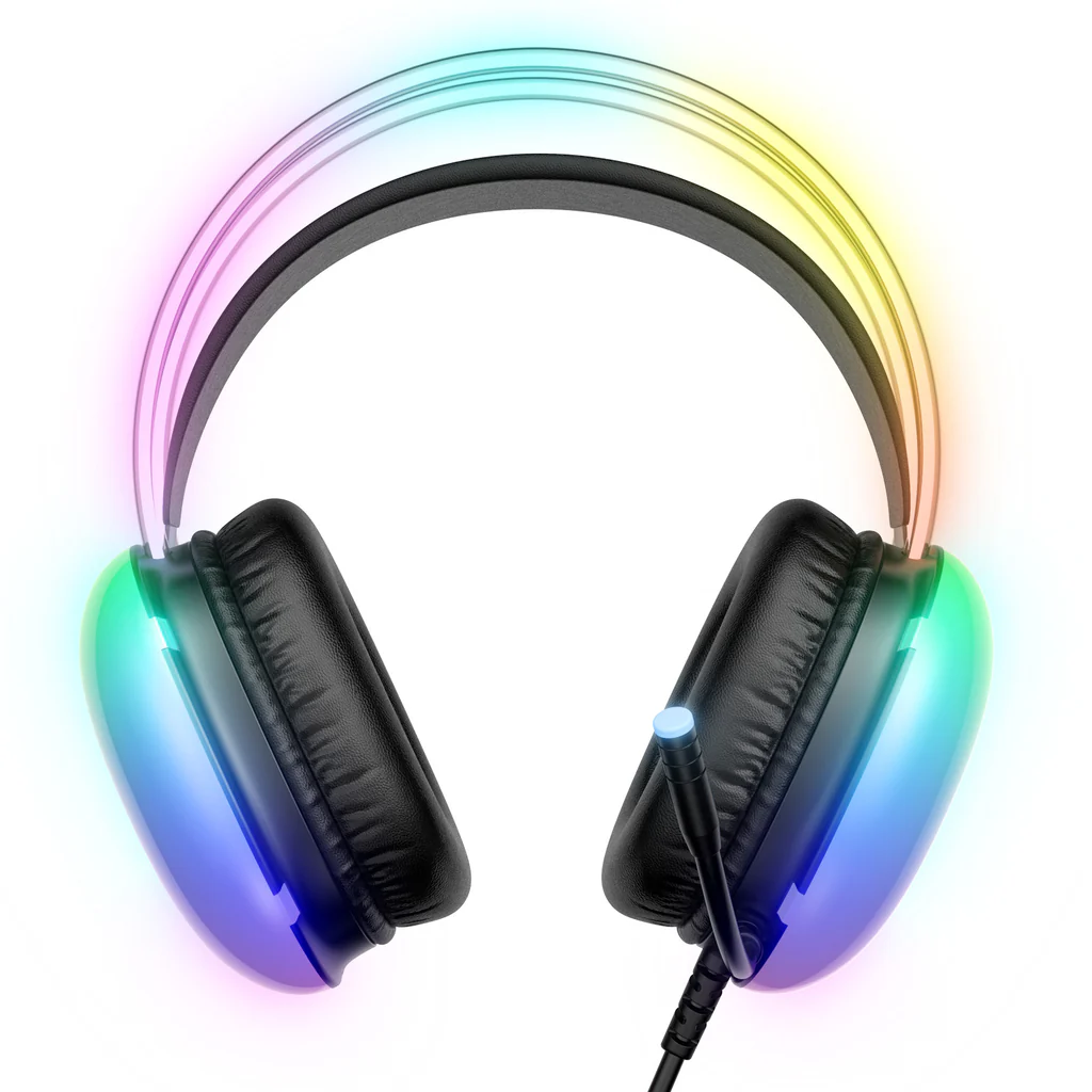 سماعة الألعاب السلكية ONIKUMA X25 مع إضاءة RGB، ومنفذ USB ومنفذ 3.5 مم، وكابل بطول 2 متر - أسود