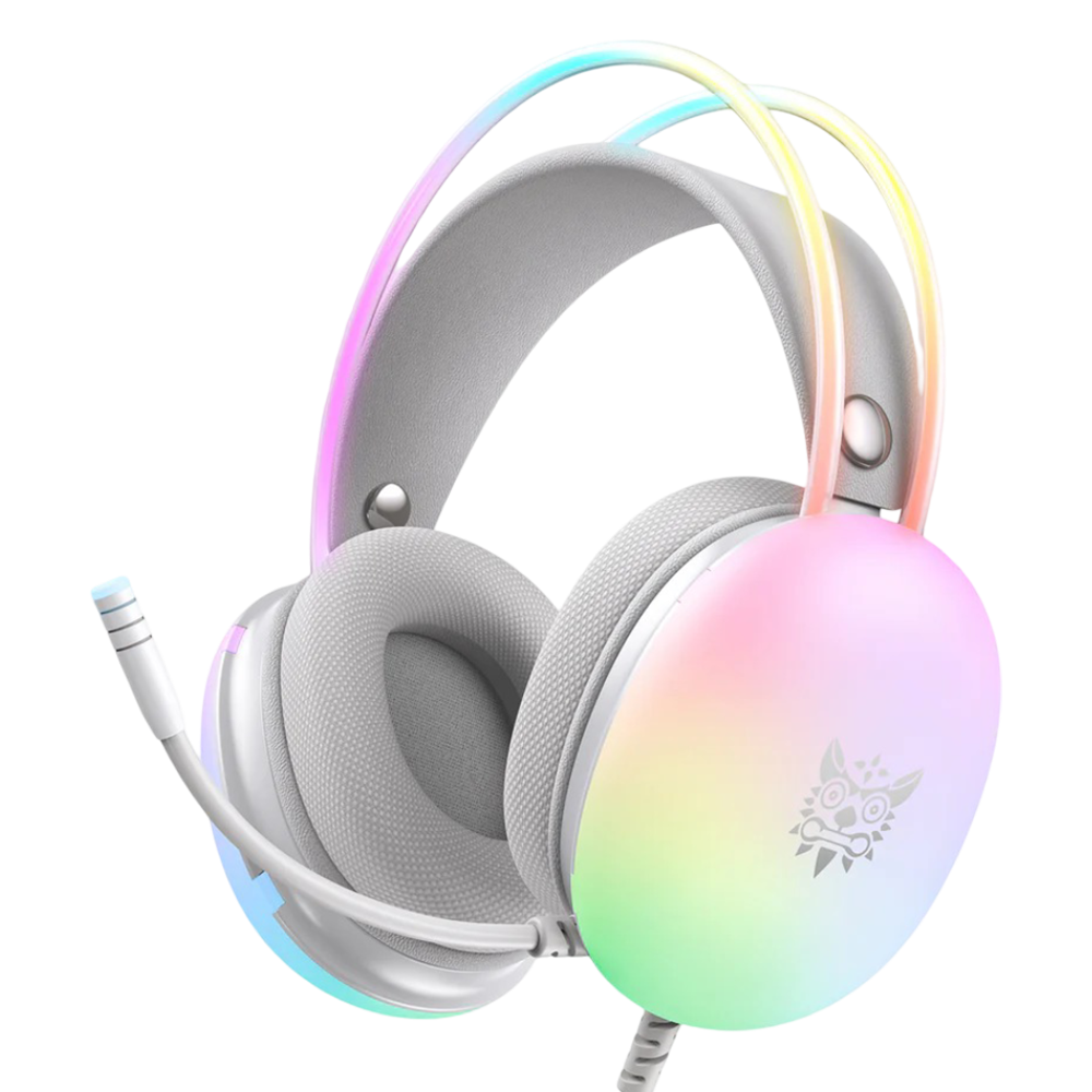 ONIKUMA X25 Wired Gaming Headset with RGB Lighting, USB and 3.5mm Connection, and 2m Cable – White