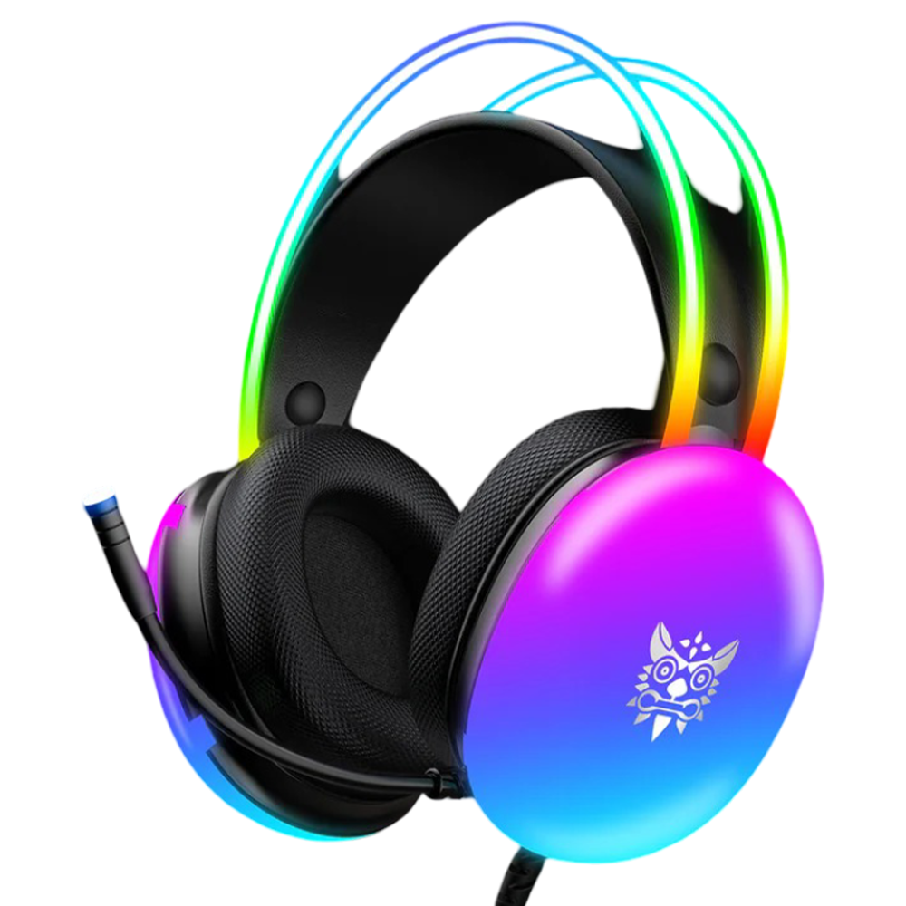 ONIKUMA X25 Wired Gaming Headset with RGB Lighting, USB and 3.5mm Connection, and 2m Cable – Black