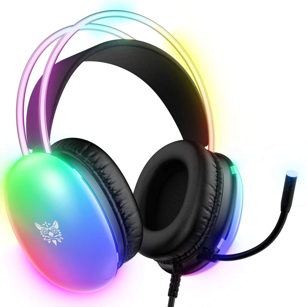 سماعة الألعاب السلكية ONIKUMA X25 مع إضاءة RGB، ومنفذ USB ومنفذ 3.5 مم، وكابل بطول 2 متر - أسود