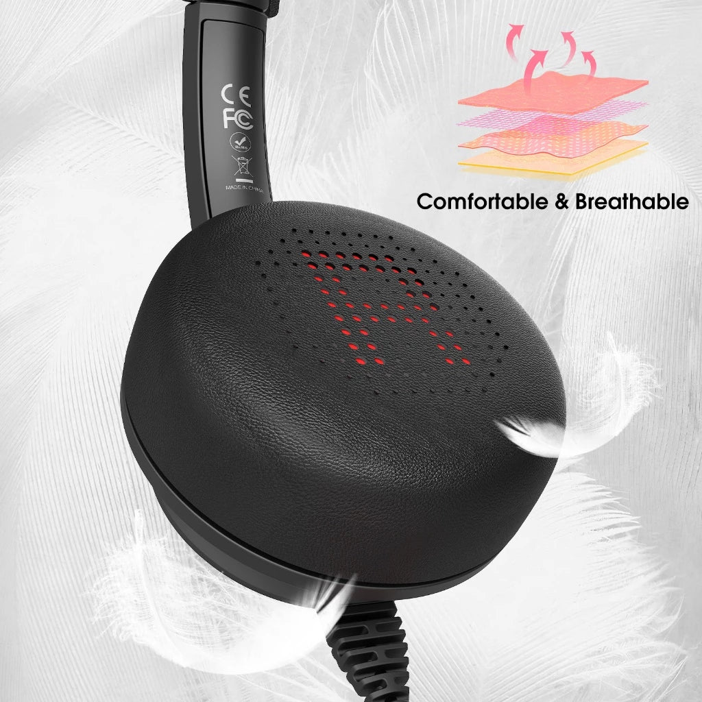 سماعة رأس سلكية للألعاب Onikuma X37، اتصال USB وType-C، صوت ستيريو، كابل بطول 1.8 متر - أسود