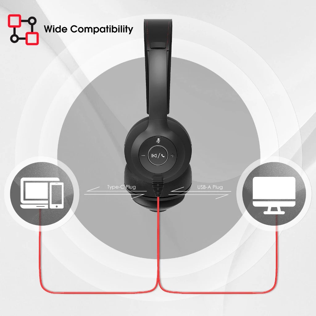 سماعة رأس سلكية للألعاب Onikuma X37، اتصال USB وType-C، صوت ستيريو، كابل بطول 1.8 متر - أسود