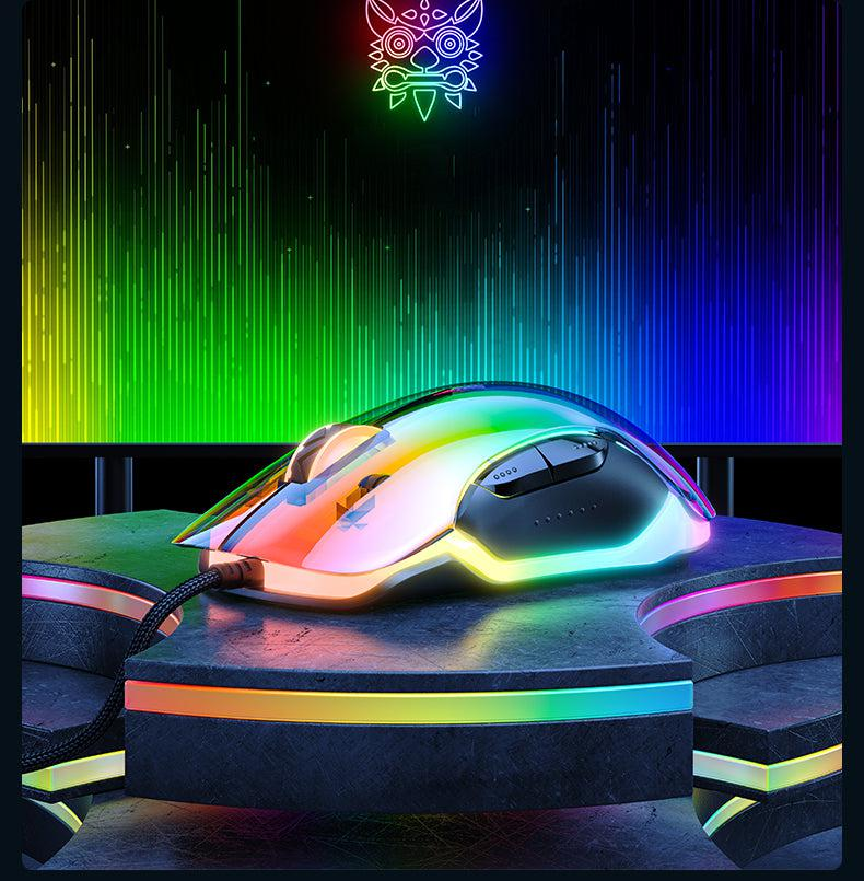 ماوس الألعاب السلكي ONIKUMA CW925 بإضاءة RGB، بدقة 12800 نقطة في البوصة، و7 أزرار، ووصلة USB، وكابل بطول 1.5 متر - أسود