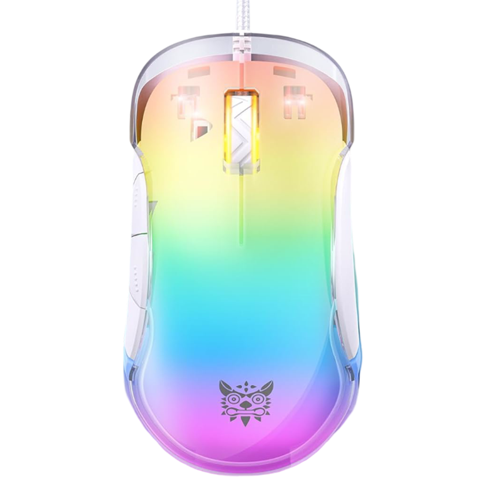 ONIKUMA CW925 Wired Gaming Mouse with RGB Lighting, 12800 DPI, 7 Buttons, USB Connection, and 1.5m Cable – White