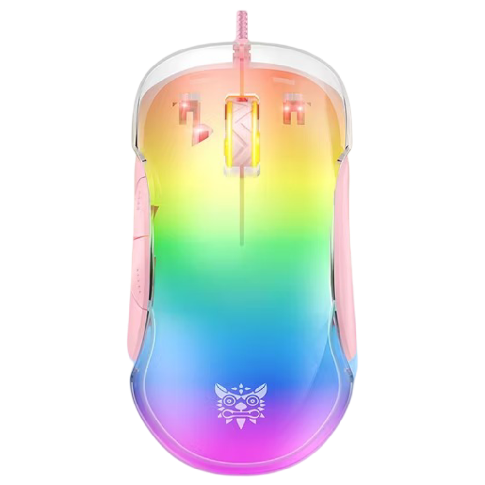 ONIKUMA CW925 Wired Gaming Mouse with RGB Lighting, 12800 DPI, 7 Buttons, USB Connection, and 1.5m Cable – Pink