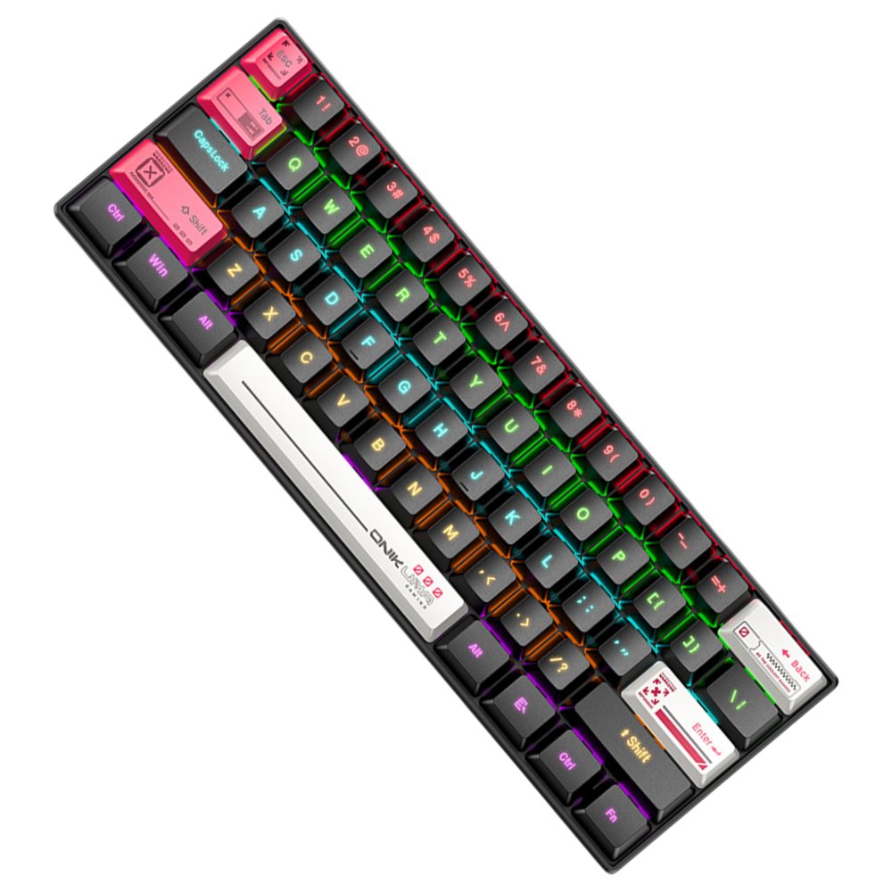 ONIKUMA G55 Wired Mechanical Gaming Keyboard with Brown Switches, RGB Backlighting, 61 Keys, and 1.8m Cable – Red and Black