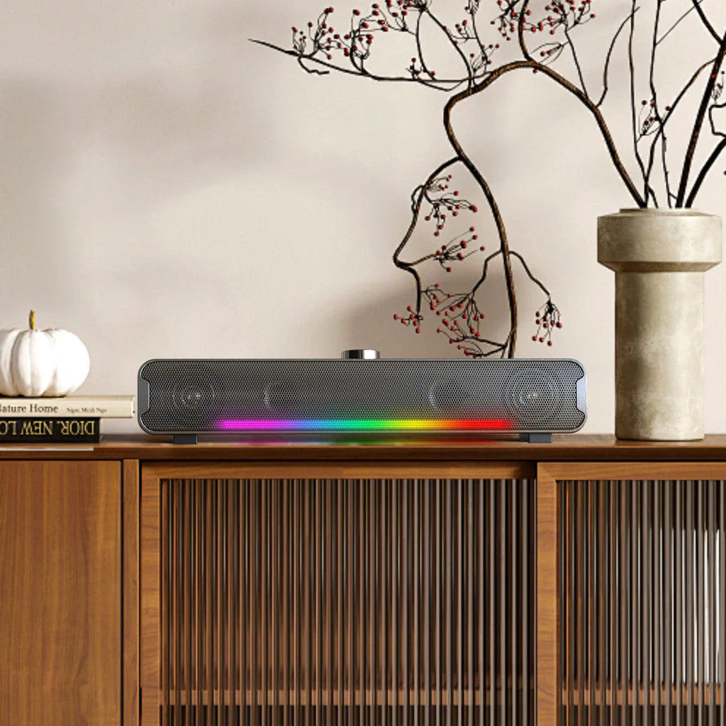 مكبر صوت محمول للألعاب Onikuma L16 ثنائي الوضع مزود ببلوتوث وUSB RGB وإضاءة - أسود