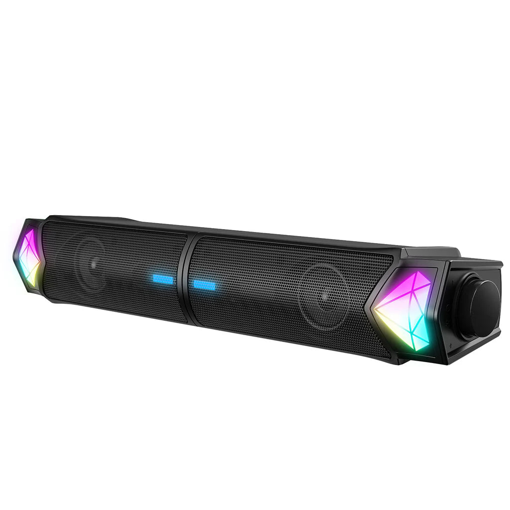 مكبر صوت ألعاب سلكي Onikuma L1 مزود بتقنية البلوتوث 5.3 وUSB RGB Light Soundbar محمول - أسود