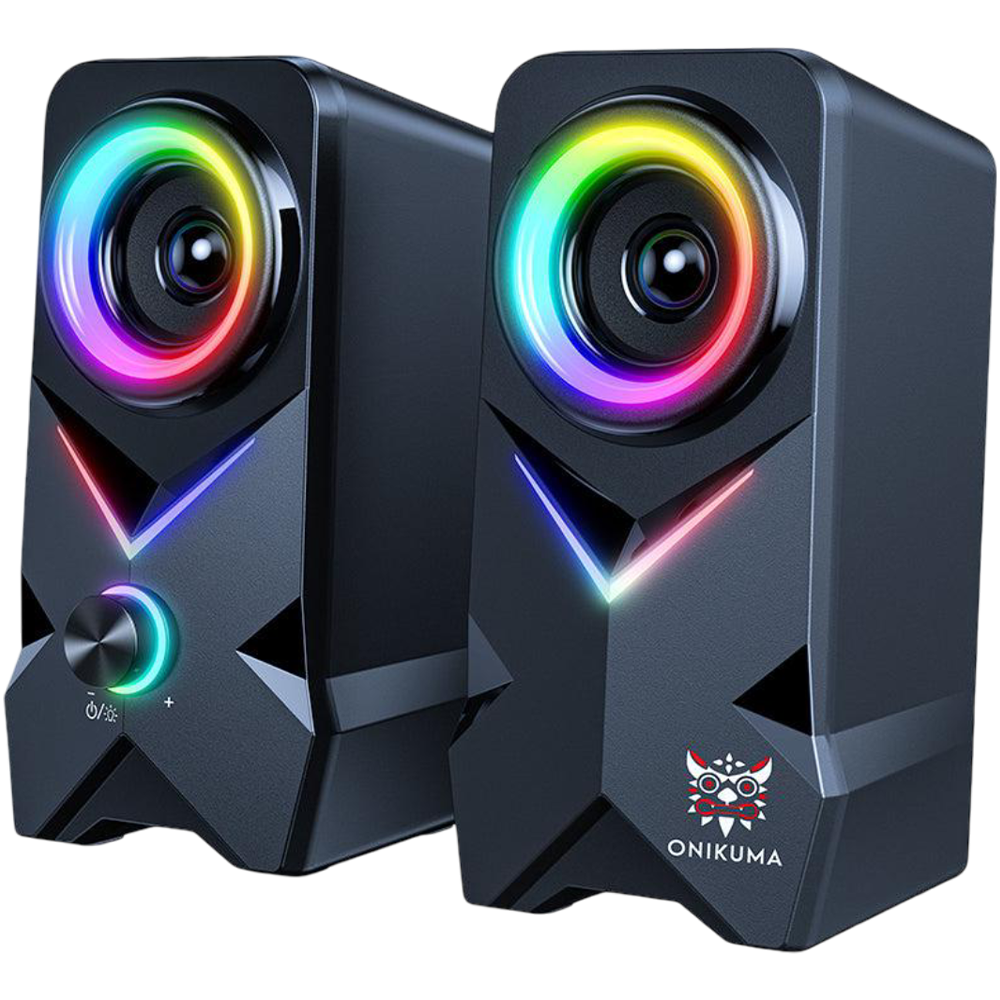 Onikuma L2 Wired Gaming Speaker USB and 3.5mm Connection RGB Light 2.5 Inch Full Range Sound 1.5 Meter Cable - Black