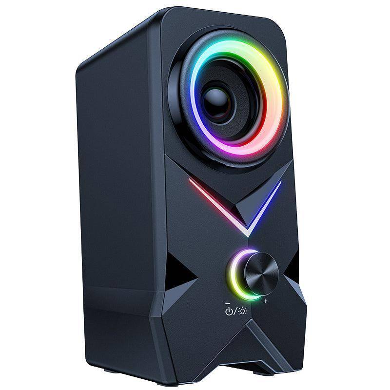 مكبر صوت سلكي للألعاب Onikuma L2 بمنفذ USB ومنفذ 3.5 مم وإضاءة RGB وصوت كامل النطاق 2.5 بوصة وكابل بطول 1.5 متر - أسود