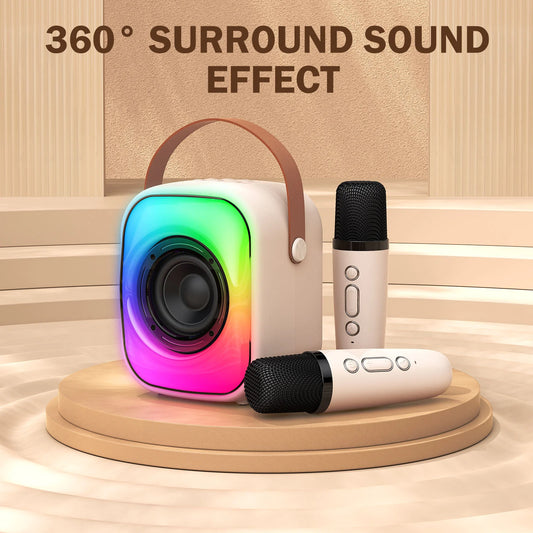 Onikuma L7 Wireless Speaker Bluetooth 5.3 RGB Light with Microphone 5 Hour Battery - Beige