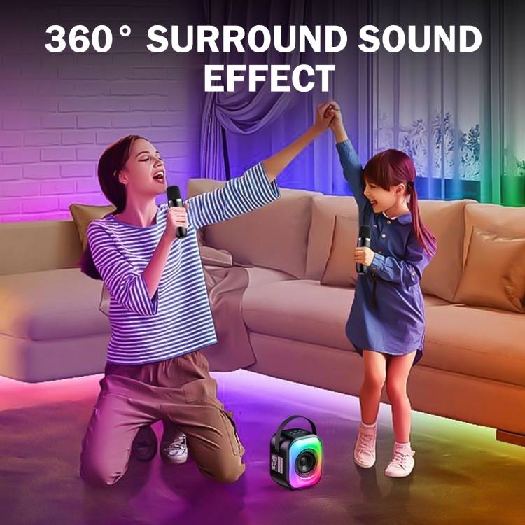 مكبر صوت لاسلكي Onikuma L7 مزود بإضاءة RGB وبلوتوث 5.3 وميكروفون وبطارية تدوم 5 ساعات - أسود