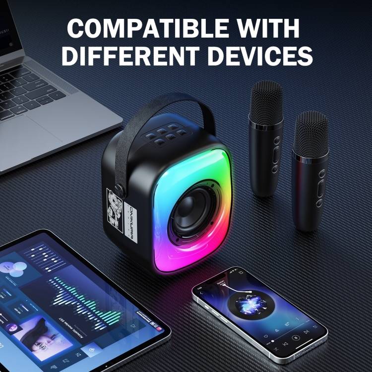 مكبر صوت لاسلكي Onikuma L7 مزود بإضاءة RGB وبلوتوث 5.3 وميكروفون وبطارية تدوم 5 ساعات - أسود